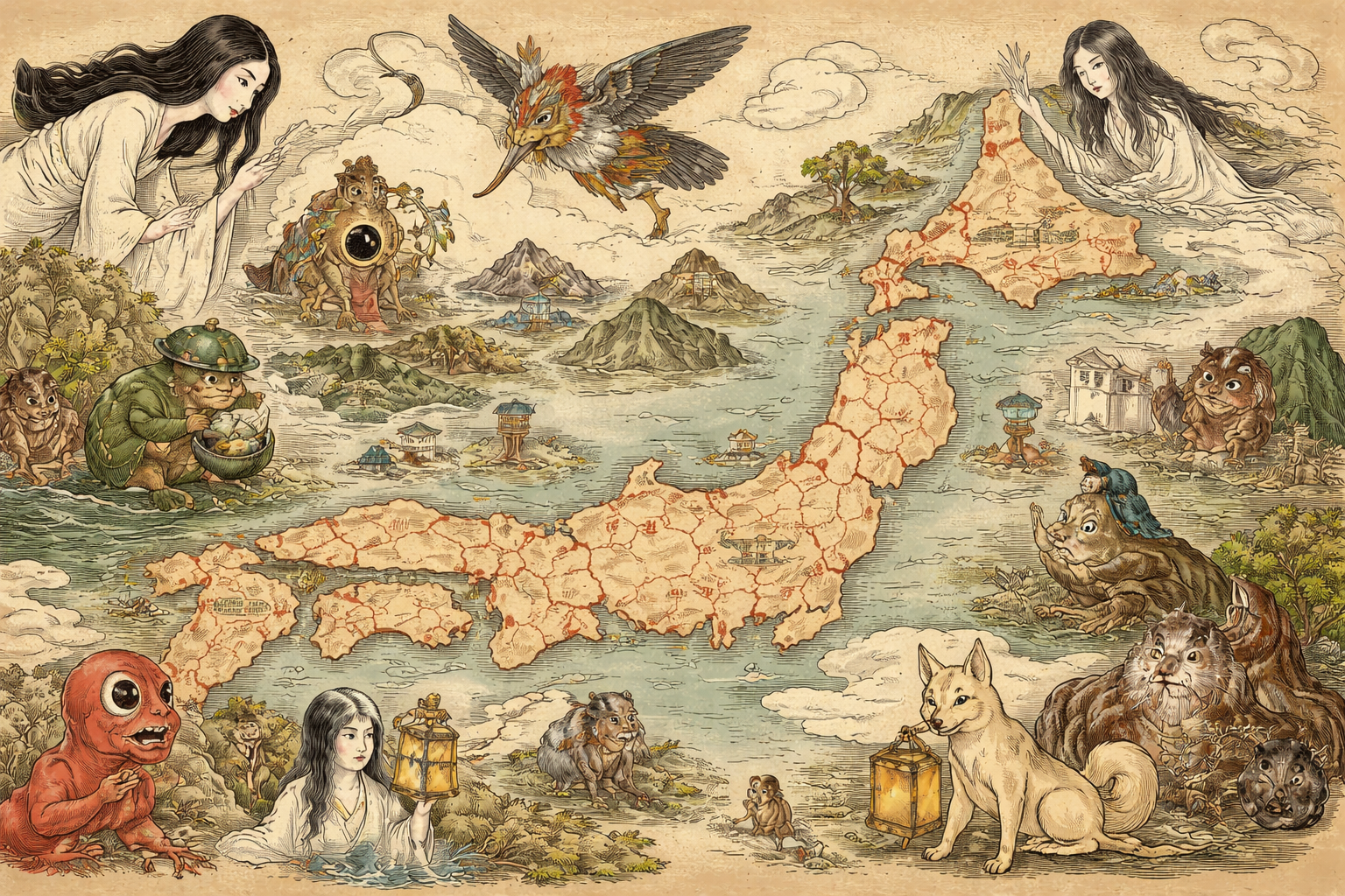 日本全国の妖怪マップにはどんな妖怪が描かれている?